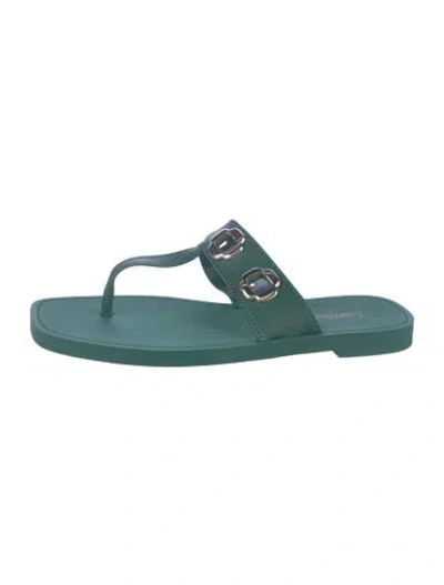 Pre-owned Larroude Leather Flats In Green