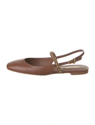 Pre-owned Larroude Leather Flats W/ Tags In Brown
