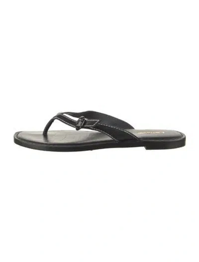 Pre-owned Larroude Leather Flip Flops In Black