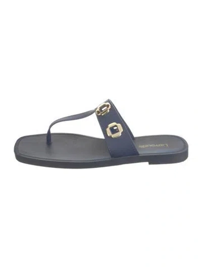 Pre-owned Larroude Leather Flip Flops In Blue/grey