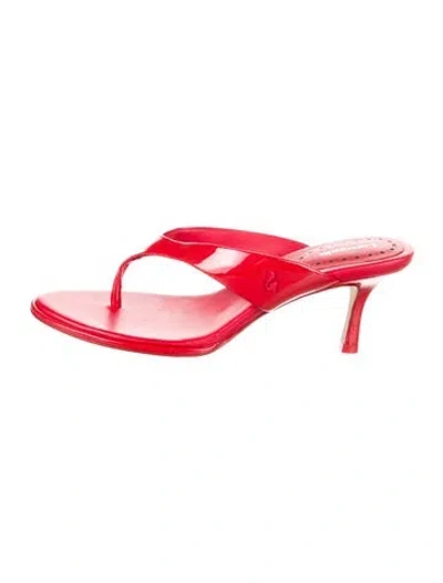 Pre-owned Larroude Leather Flip Flops In Red