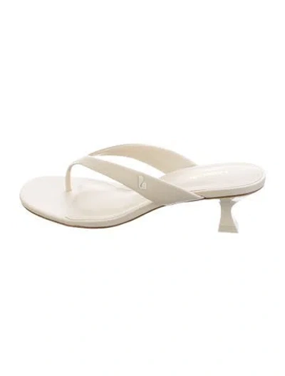 Pre-owned Larroude Leather Flip Flops W/ Tags In Neutrals