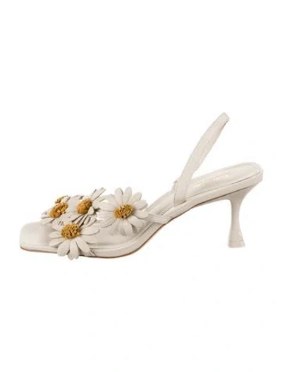 Pre-owned Larroude Leather Floral Print Sandals In Neutral