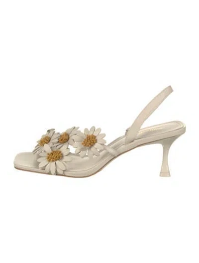 Pre-owned Larroude Leather Floral Print Sandals In Neutral