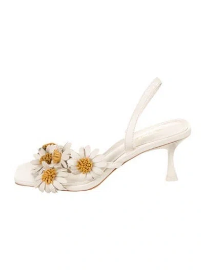 Pre-owned Larroude Leather Floral Print Sandals In Neutral