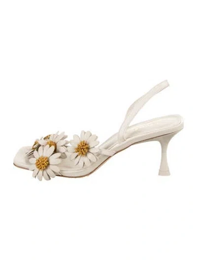Pre-owned Larroude Leather Floral Print Sandals In Neutral