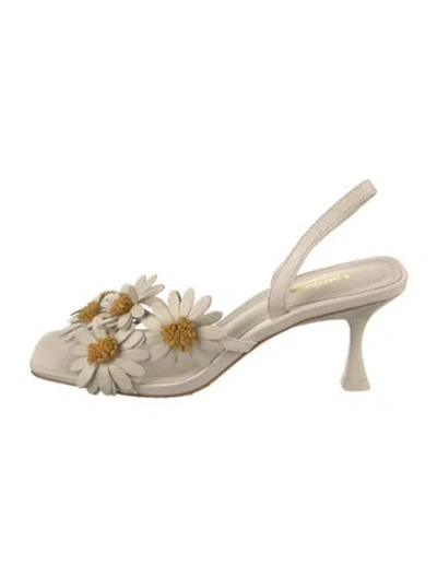 Pre-owned Larroude Leather Floral Print Sandals In Neutral