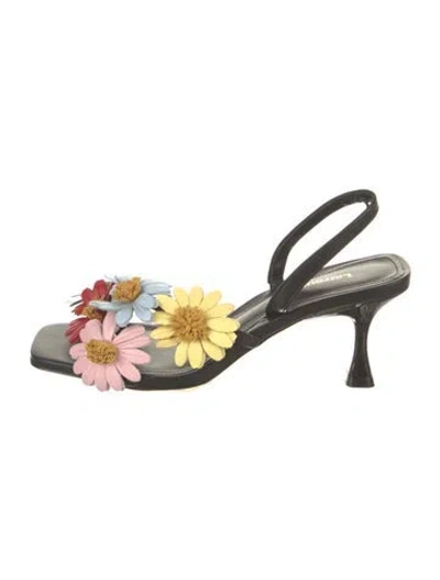 Pre-owned Larroude Leather Floral Print Slingback Sandals In Multi