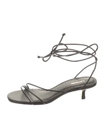 Pre-owned Larroude Leather Gladiator Sandals In Black