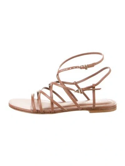 Pre-owned Larroude Leather Gladiator Sandals In Brown