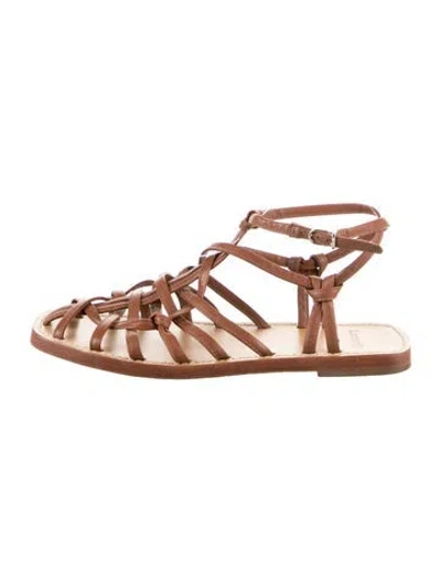 Pre-owned Larroude Leather Gladiator Sandals In Brown