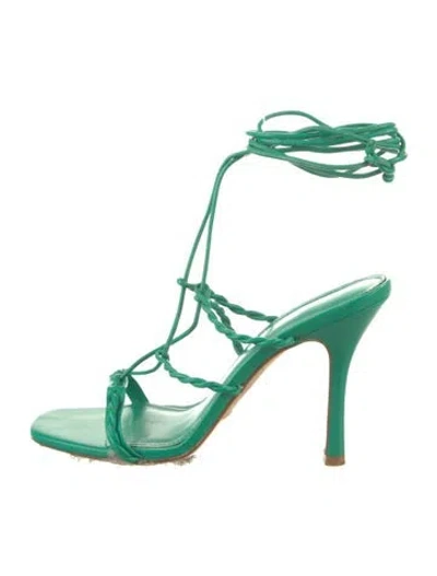 Pre-owned Larroude Leather Gladiator Sandals In Green