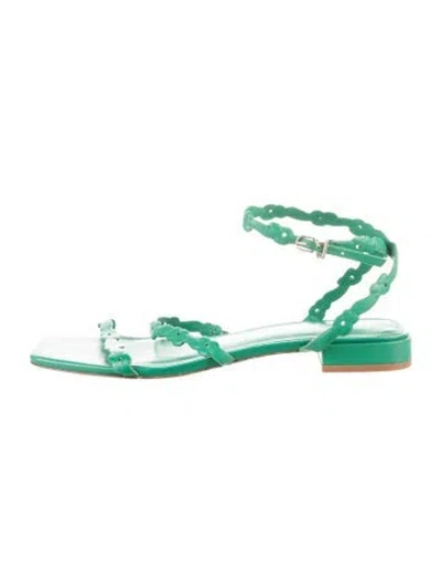 Pre-owned Larroude Leather Gladiator Sandals In Green