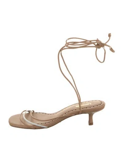 Pre-owned Larroude Leather Gladiator Sandals In Neutral