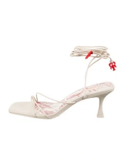 Pre-owned Larroude Leather Graphic Print Sandals In Neutrals
