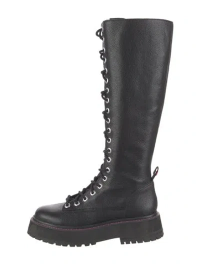 Pre-owned Larroude Leather Lace-up Boots In Black