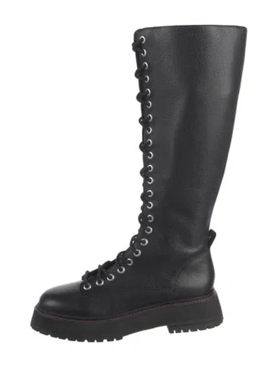 Pre-owned Larroude Leather Lace-up Boots In Black
