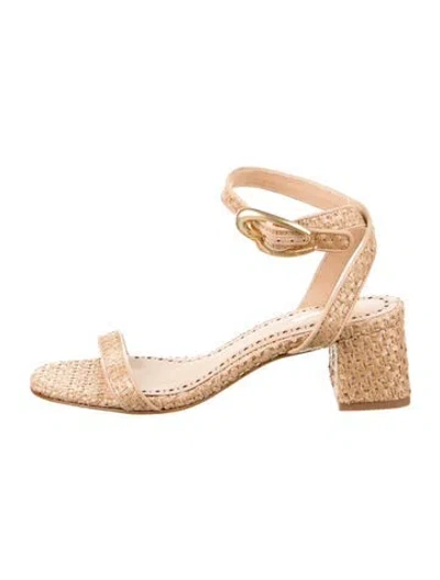 Pre-owned Larroude Leather Leather Trim Embellishment Espadrilles In Neutral