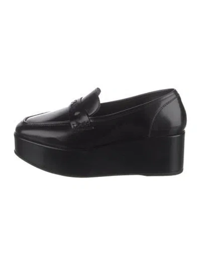 Pre-owned Larroude Leather Loafers In Black