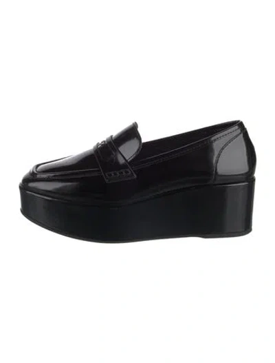 Pre-owned Larroude Leather Loafers In Black
