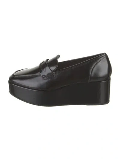 Pre-owned Larroude Leather Loafers In Black