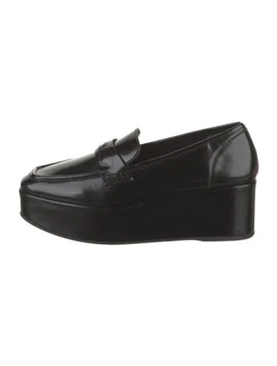 Pre-owned Larroude Leather Loafers In Black