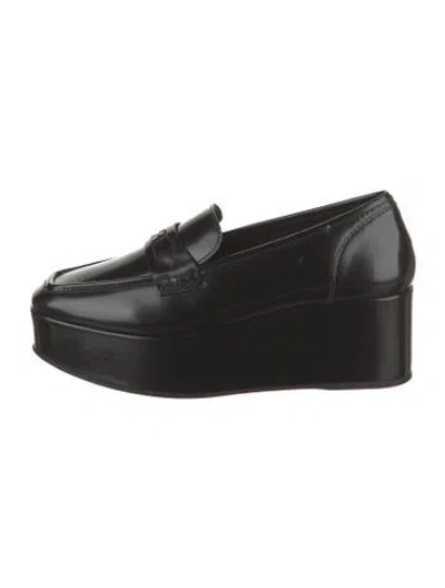 Pre-owned Larroude Leather Loafers In Black