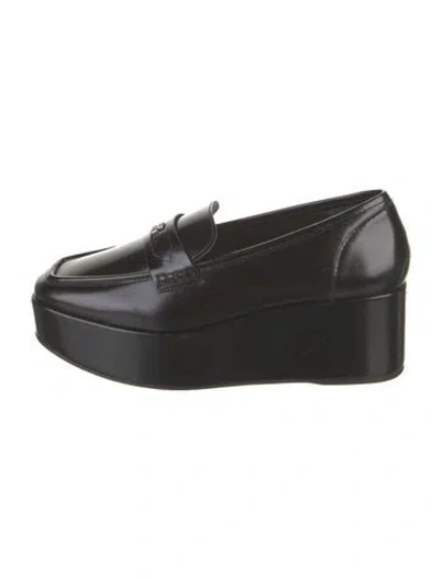 Pre-owned Larroude Leather Loafers In Black