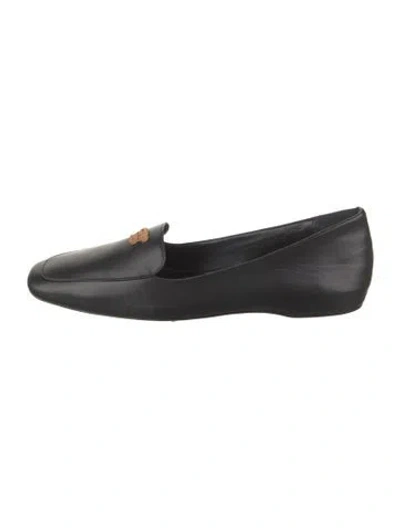Pre-owned Larroude Leather Loafers In Black