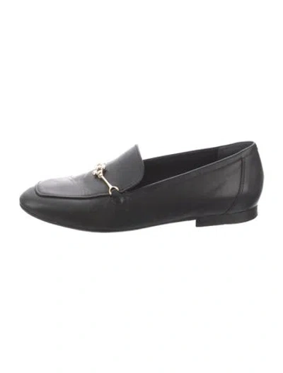 Pre-owned Larroude Leather Loafers In Black
