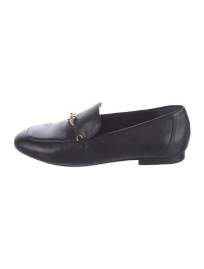 Pre-owned Larroude Leather Loafers In Black