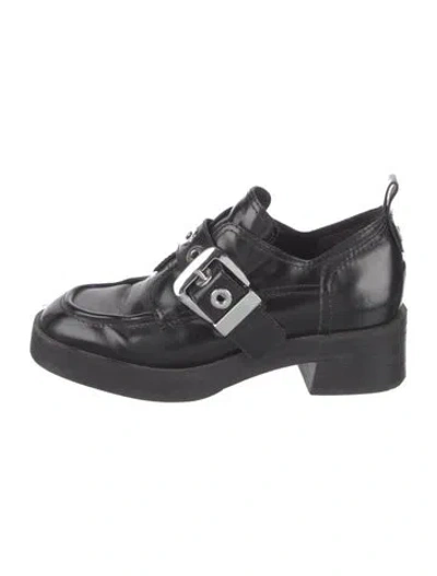 Pre-owned Larroude Leather Loafers In Black