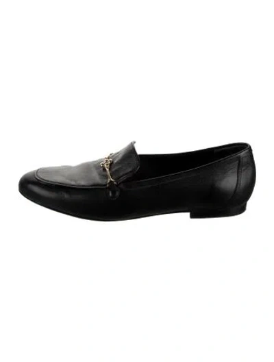 Pre-owned Larroude Leather Loafers In Black