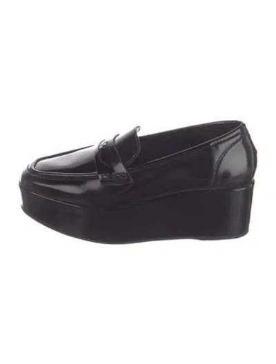 Pre-owned Larroude Leather Loafers In Black/blue