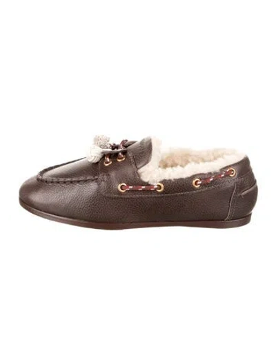 Pre-owned Larroude Leather Loafers In Brown