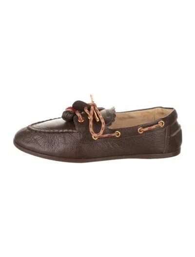 Pre-owned Larroude Leather Loafers In Brown