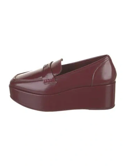 Pre-owned Larroude Leather Loafers In Burgundy
