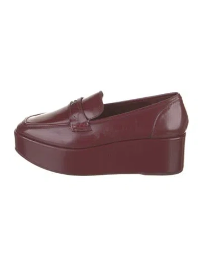 Pre-owned Larroude Leather Loafers In Burgundy
