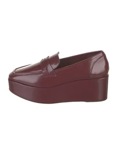 Pre-owned Larroude Leather Loafers In Burgundy