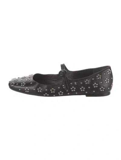 Pre-owned Larroude Leather Mary Jane Flats In Black