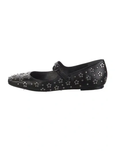 Pre-owned Larroude Leather Mary Jane Flats In Black