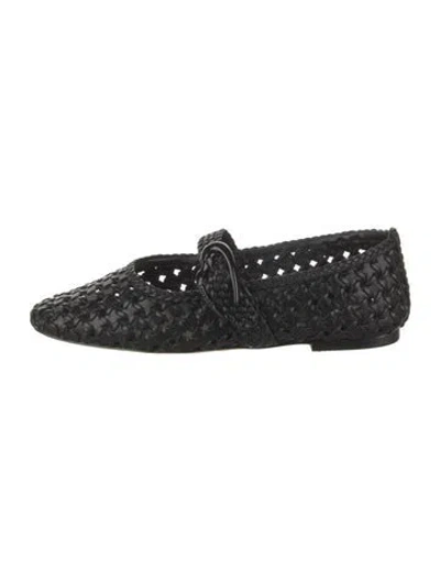 Pre-owned Larroude Leather Mary Jane Flats In Black