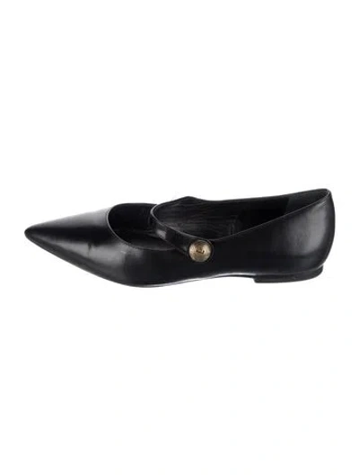 Pre-owned Larroude Leather Mary Jane Flats In Black