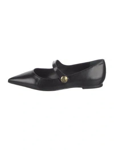 Pre-owned Larroude Leather Mary Jane Flats In Black