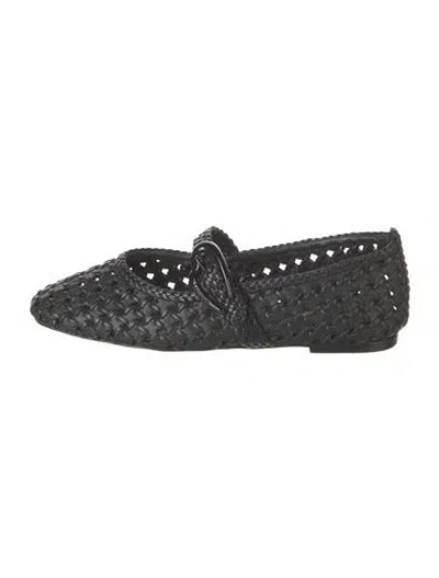 Pre-owned Larroude Leather Mary Jane Flats In Black
