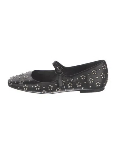 Pre-owned Larroude Leather Mary Jane Flats In Black