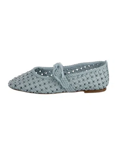Pre-owned Larroude Leather Mary Jane Flats In Blue