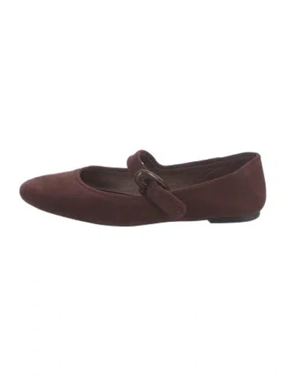 Pre-owned Larroude Leather Mary Jane Flats In Brown