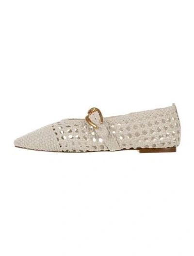 Pre-owned Larroude Leather Mary Jane Flats In Neutral