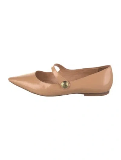 Pre-owned Larroude Leather Mary Jane Flats In Neutral